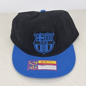 NEW Fan Ink Adult FC Barcelona Wander Black Adjustable Hat Snapback Black/Blue